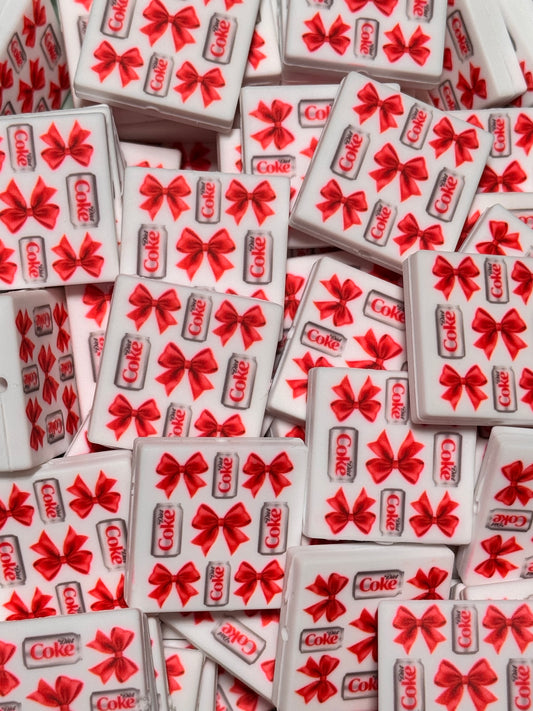 Diet Coke with Bows Custom Printed Silicone Focal
