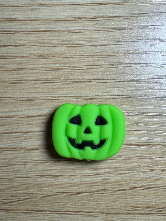 Lime Green Jack-O-Lantern Silicone Focal