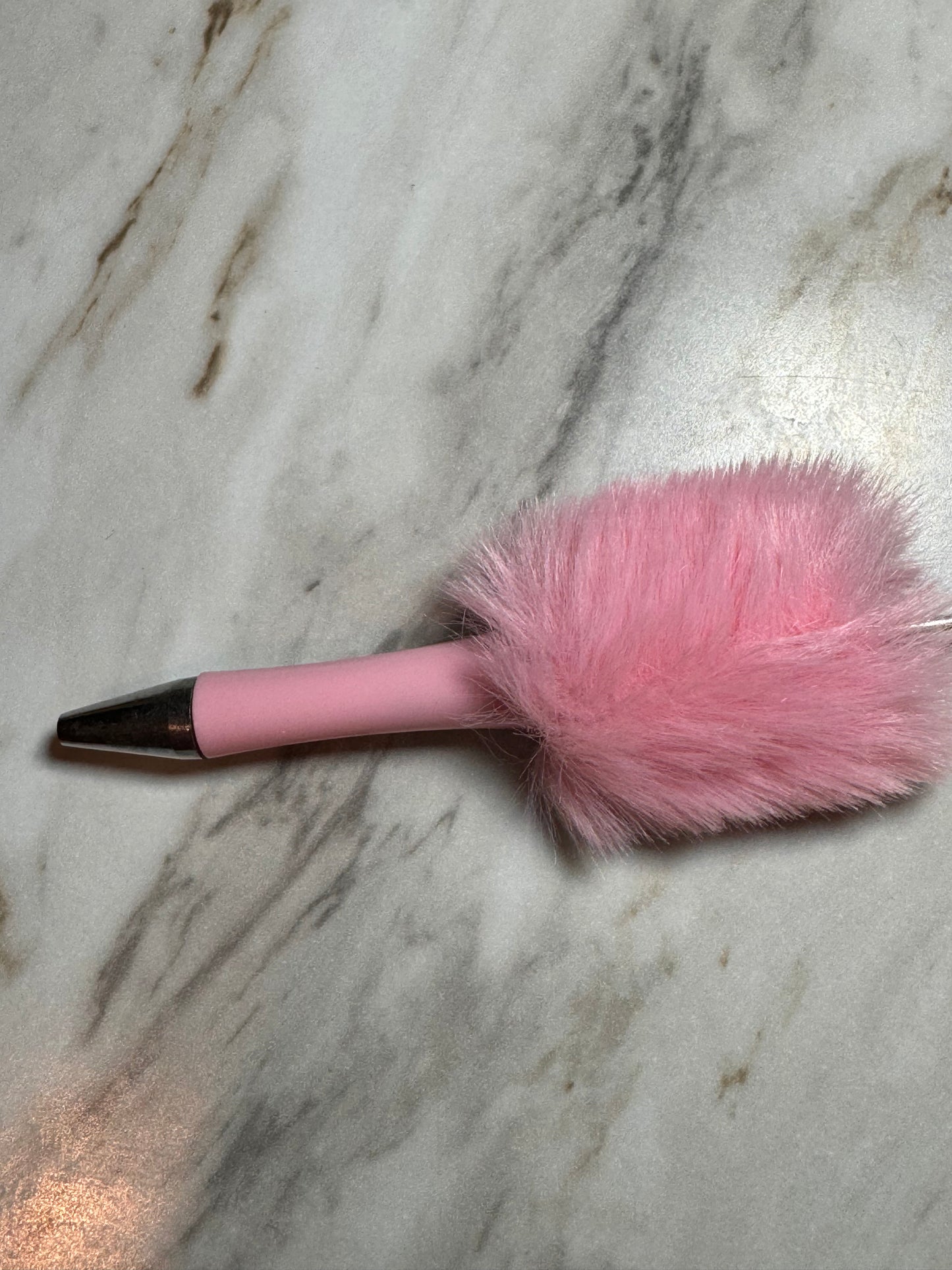 Fuzzy Plush Beadable Plastic Pen