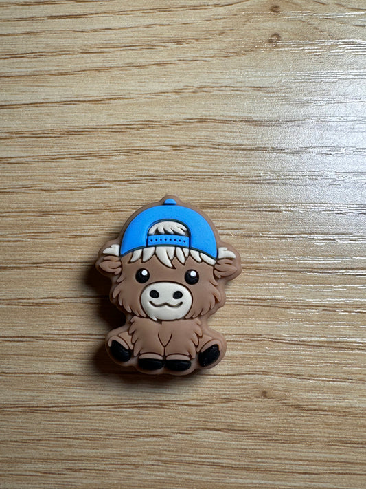 James the Cow with Blue Hat Silicone Focal