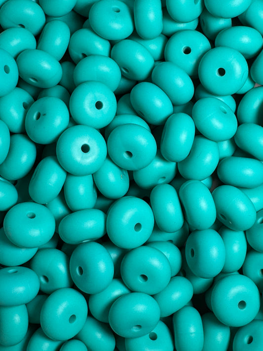 Turquoise 14mm Solid Color Abacus Silicone Bead