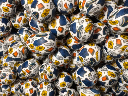 Police 15mm Printed Silicone Bead