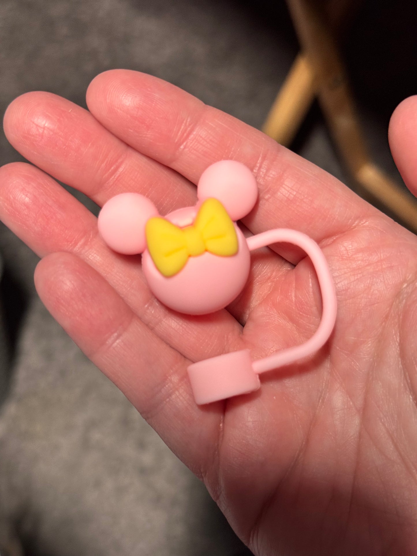 Mouse Head with Bow 3D Straw Topper