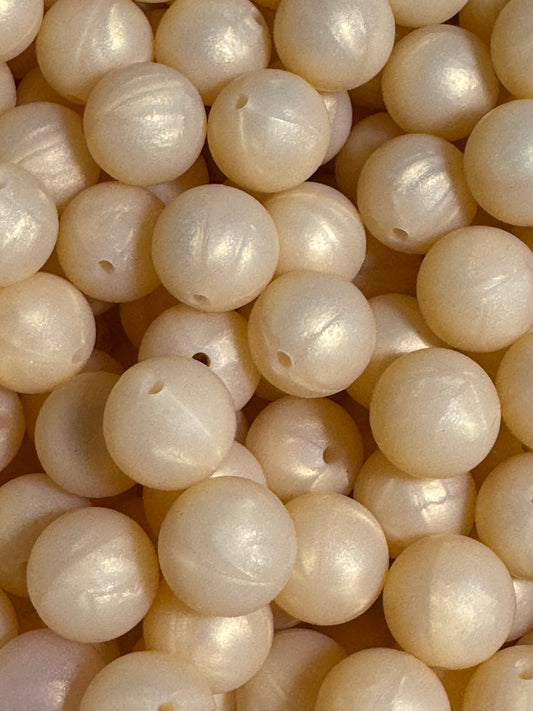 Light Gold Pearl 15mm Solid Color Silicone Bead