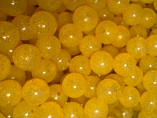 Yellow 15mm Jelly Silicone Glitter Bead