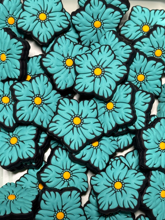 Turquoise Flower Silicone Focal