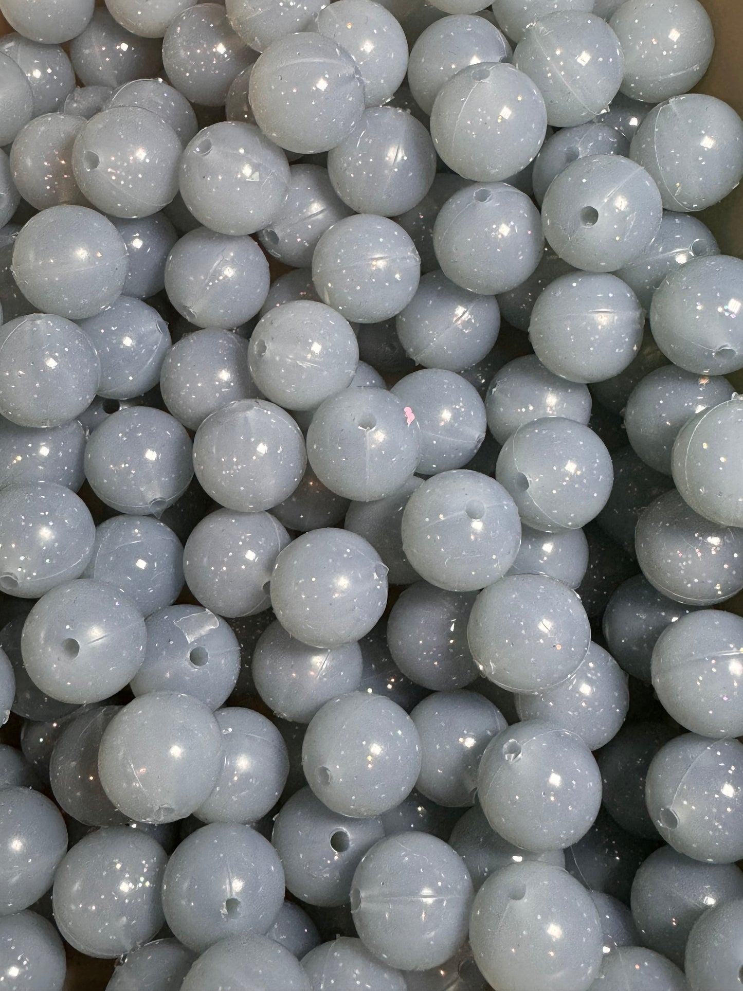 Gray 15mm Jelly Silicone Glitter Bead