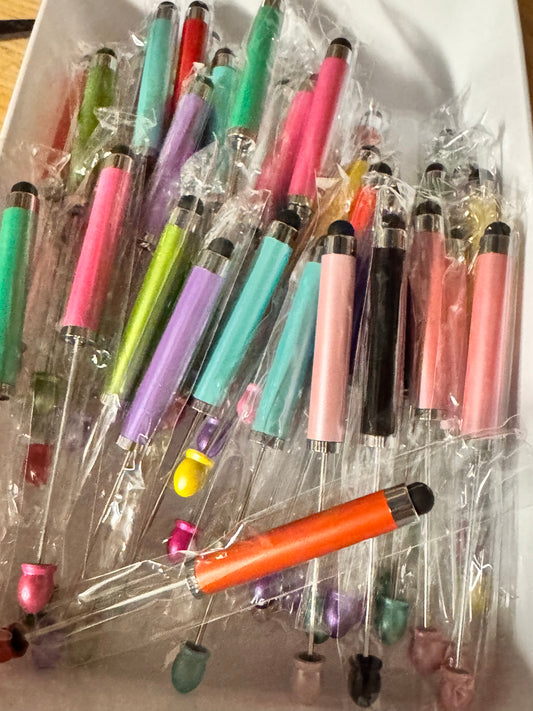 Plastic Beadable Stylus Pen Mix of 5