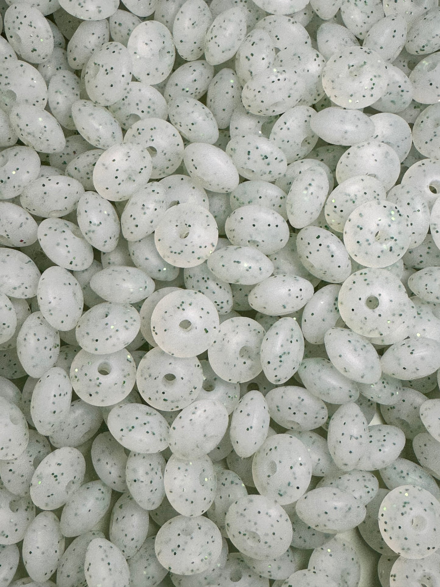 Teal Glitter 12mm Lentil Silicone Bead