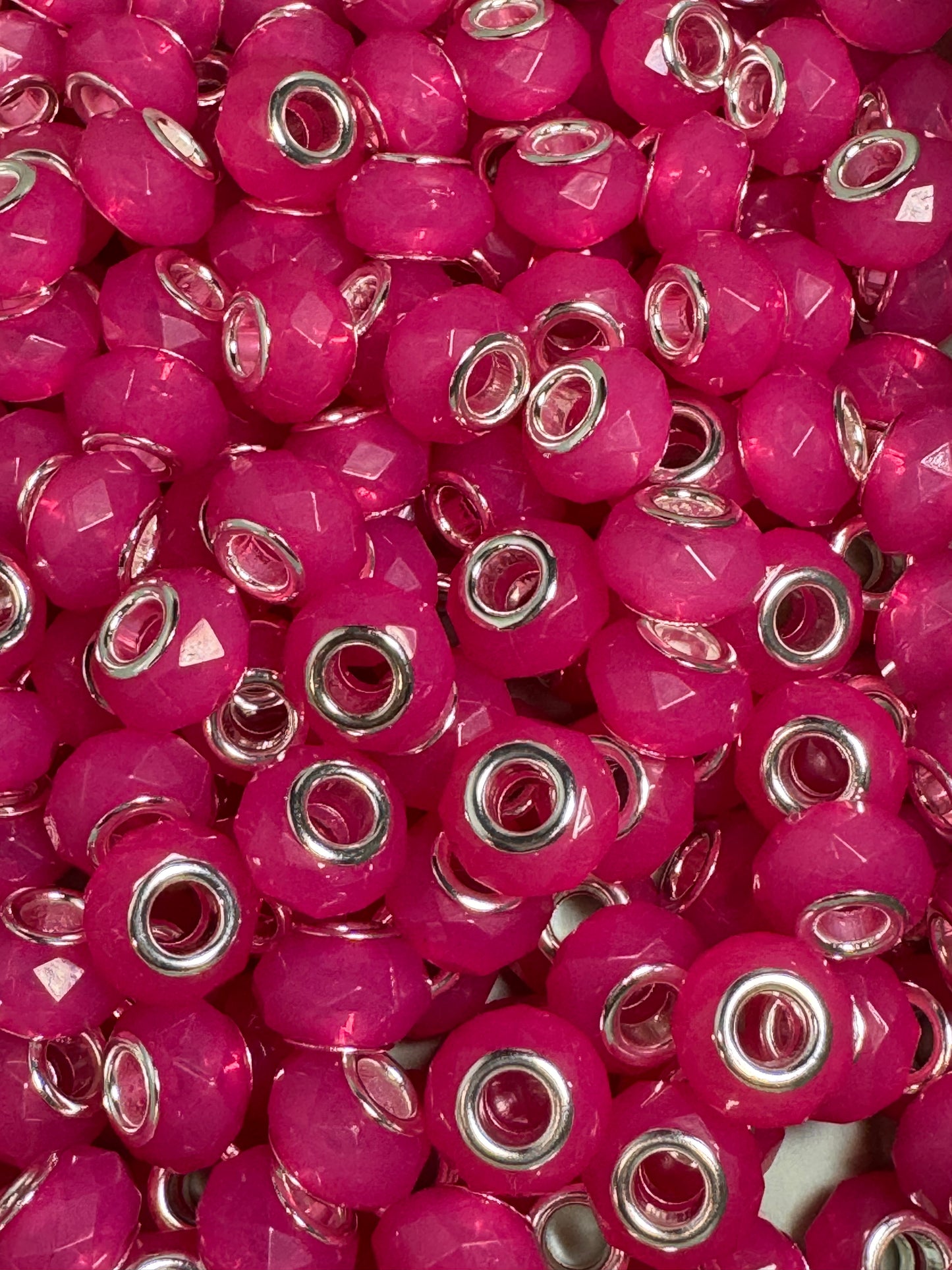 Hot Pink Faceted 12mm Acrylic Spacers