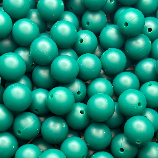 Forest Green 15mm Solid Color Silicone Bead