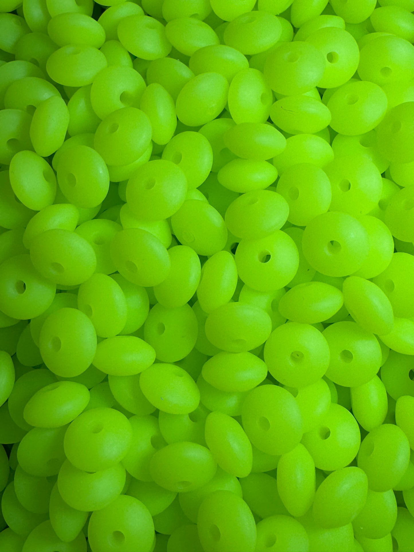 Neon Green 12mm Solid Color Lentil Silicone Bead