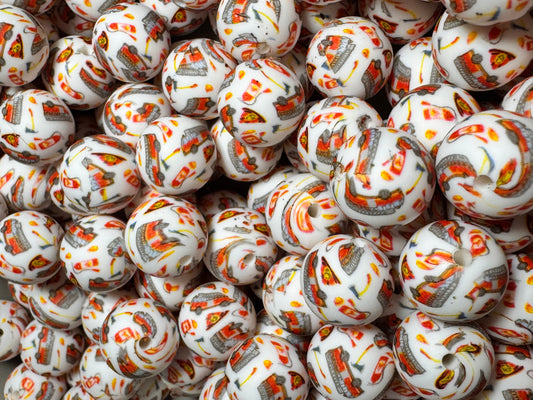 Firefighter 15mm Printed Silicone Bead