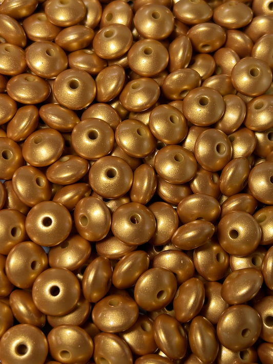 Gold 12mm Metallic Lentil Bead