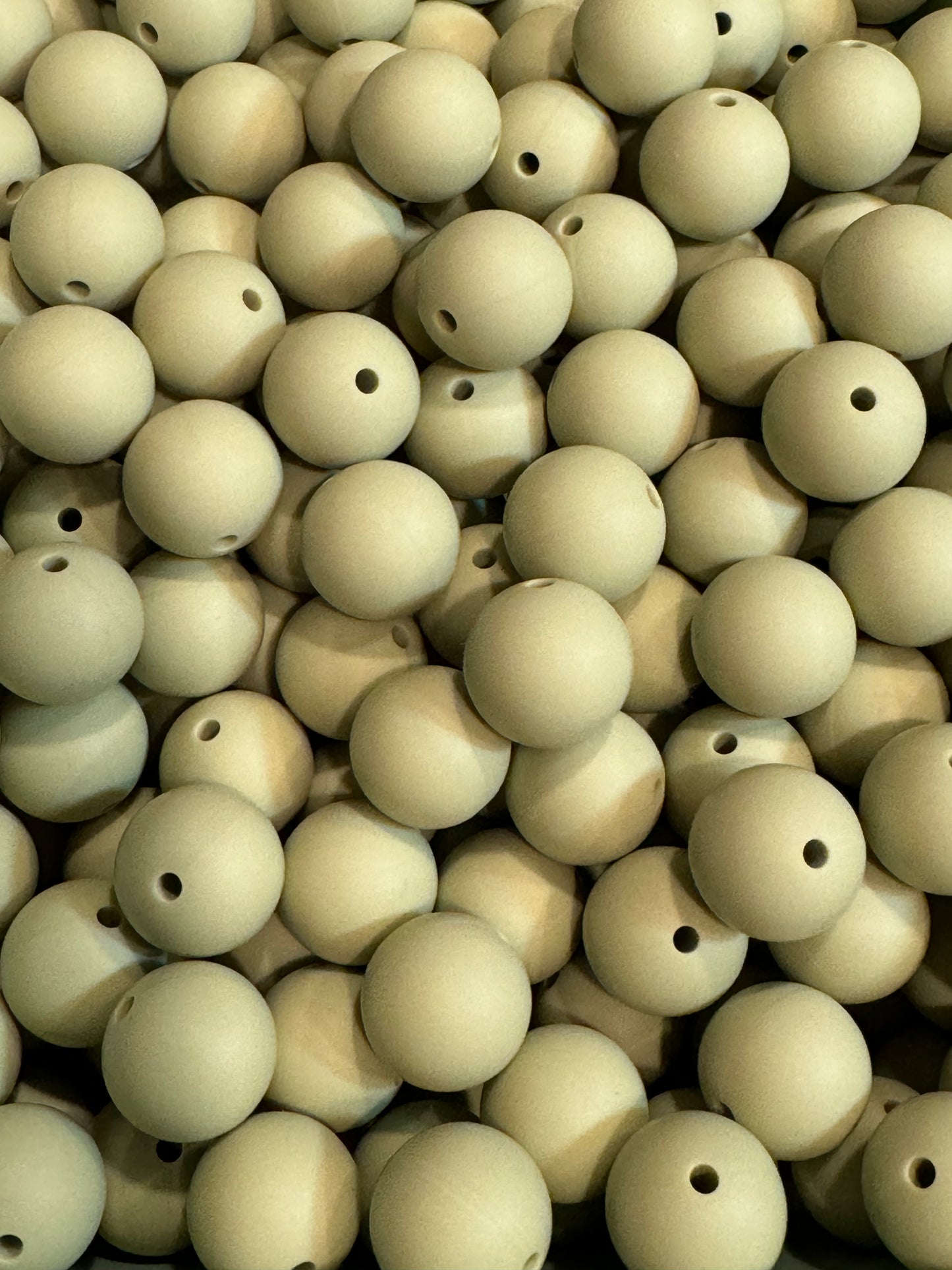 Olive Green 15mm Solid Color Silicone Bead