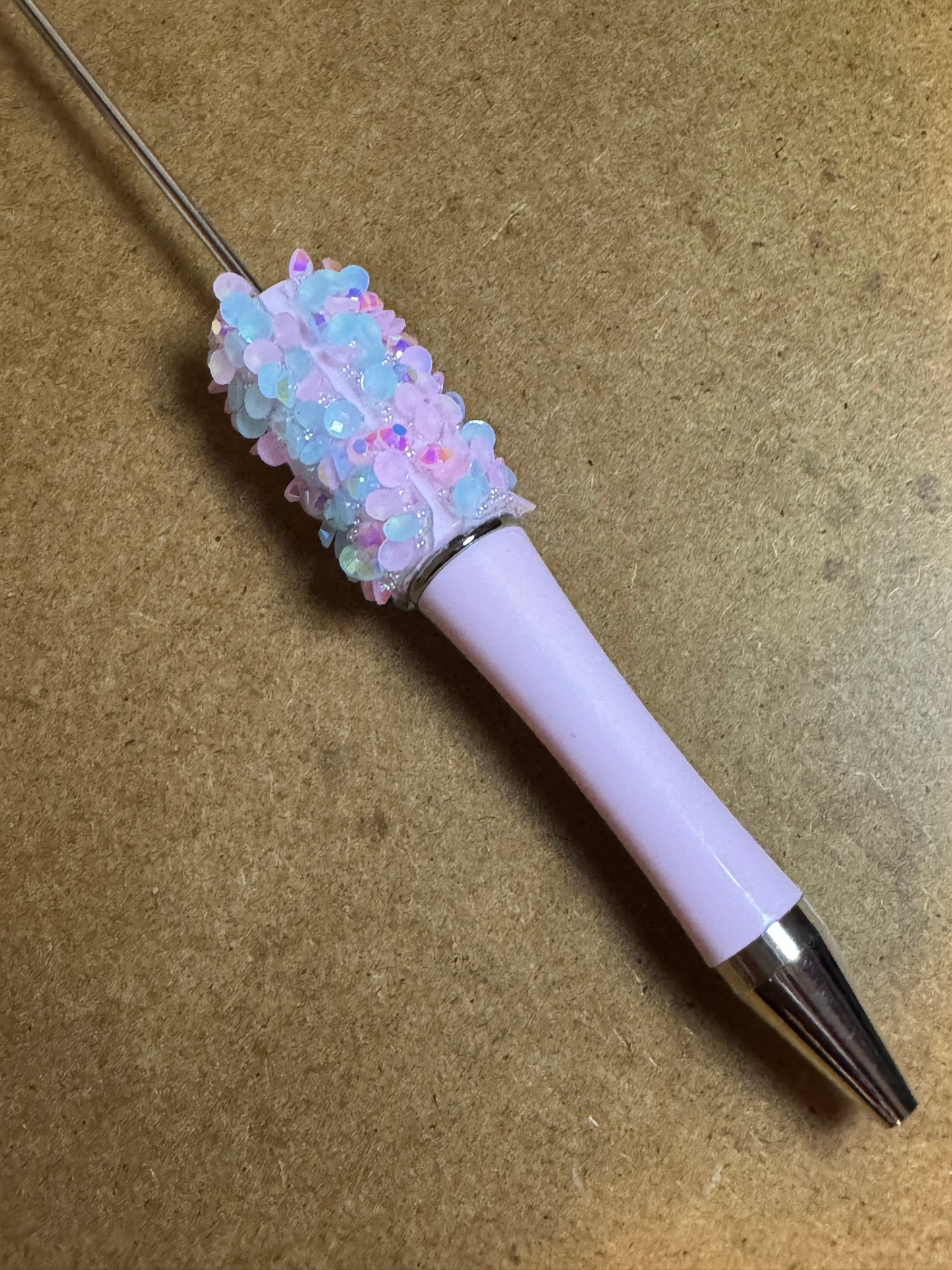 Light Pink Beadable Plastic Confetti Wrapped Pens