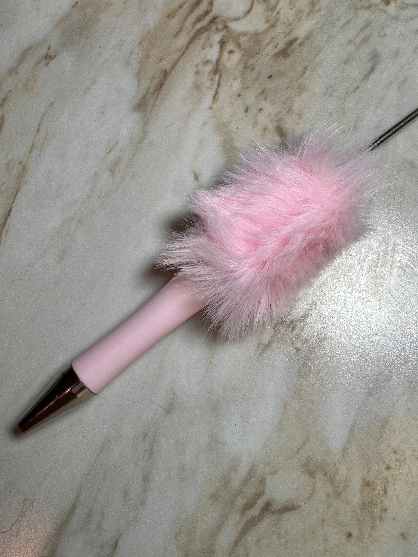 Fuzzy Plush Beadable Plastic Pen