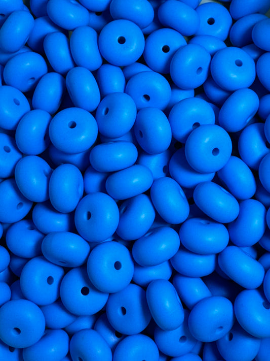 California Blue 14mm Solid Color Abacus Silicone Bead