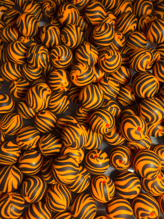 Tiger 15mm Printed Silicone Bead
