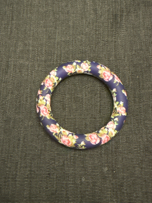 Navy Bed of Roses 65mm Printed Silicone Ring