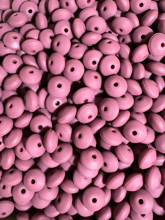 Maroon Custom 12mm Solid Color Lentil Bead