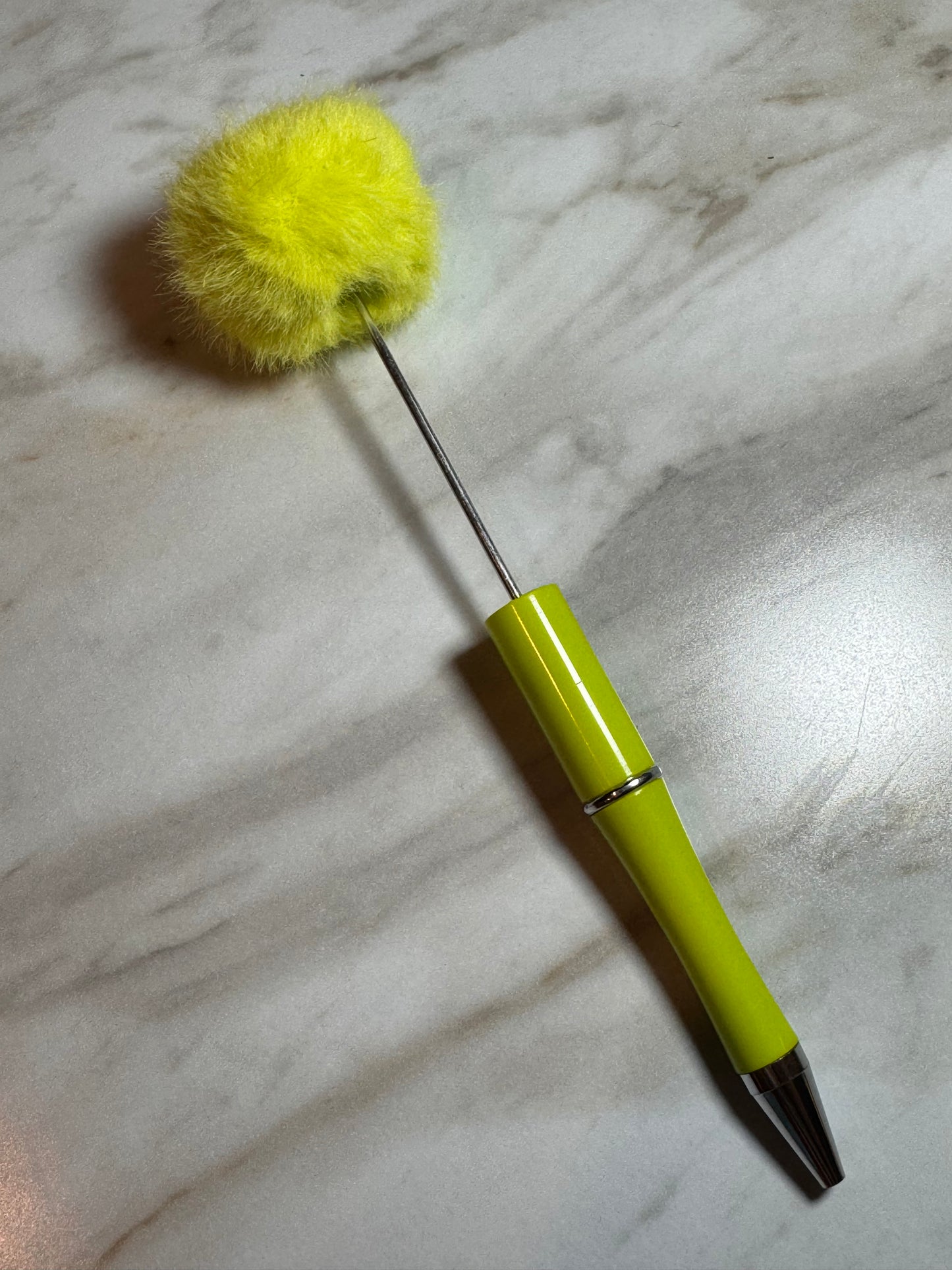 Avocado Green Poof Top Plastic Pens