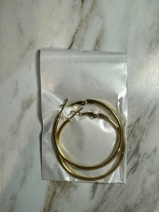 Medium Gold Hoop Sterling Silver Beadable Earring