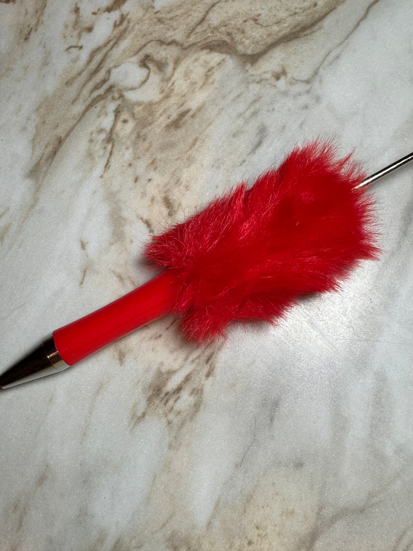 Fuzzy Plush Beadable Plastic Pen