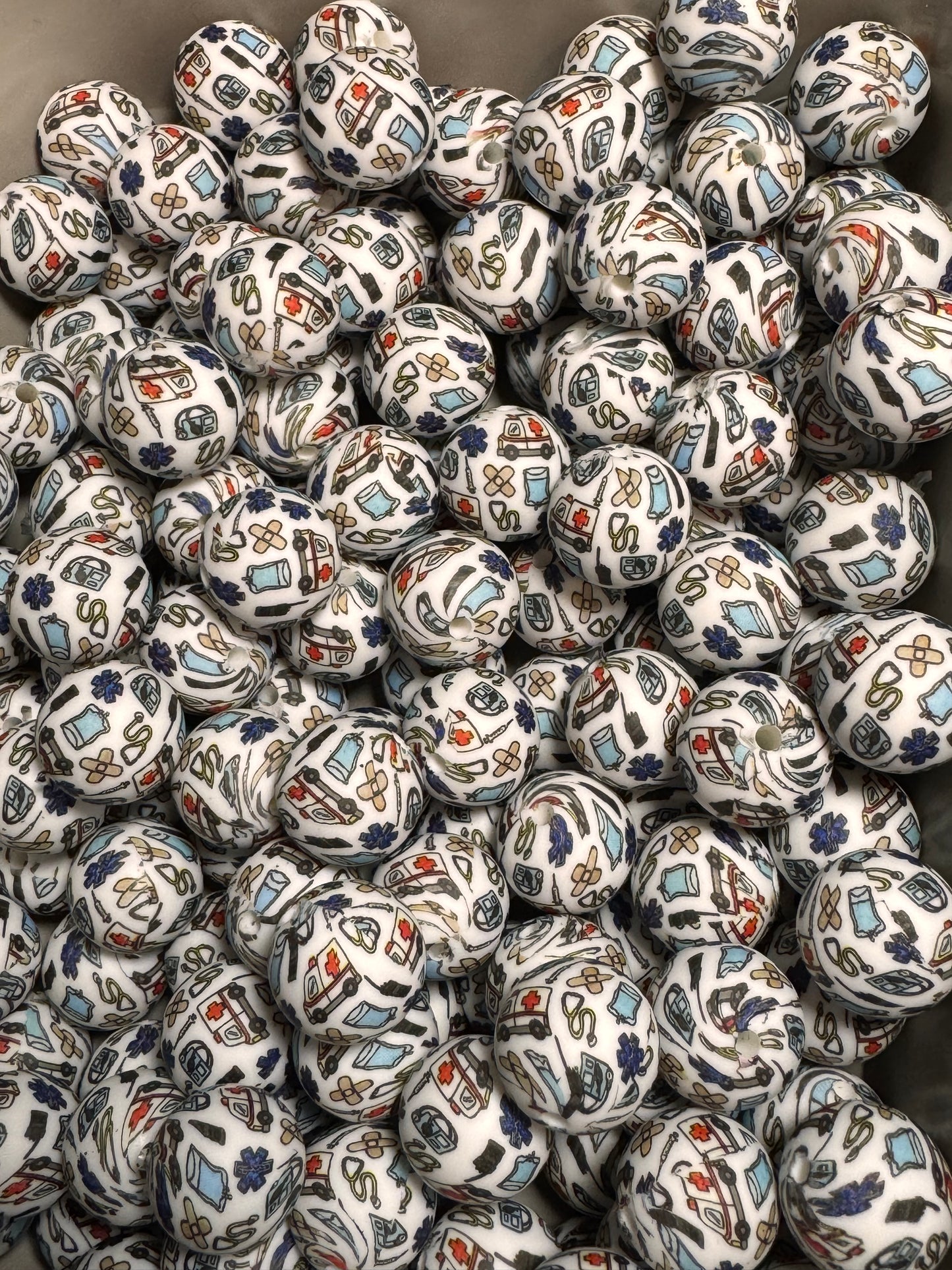 EMT 15mm Printed Silicone Bead