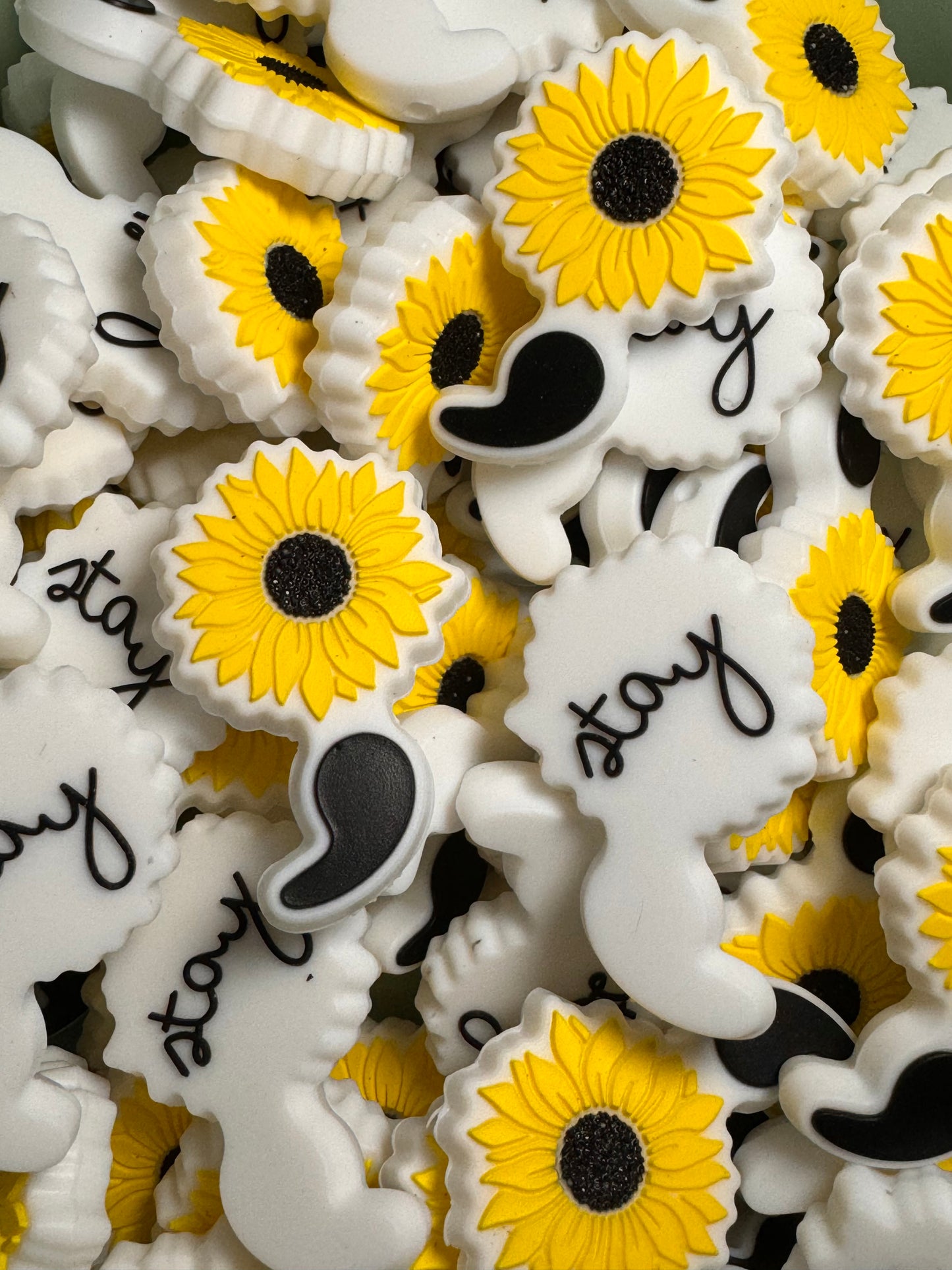 Stay Sunflower Semicolon Silicone Focal