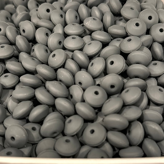 Charcoal Custom 12mm Solid Color Lentil Bead