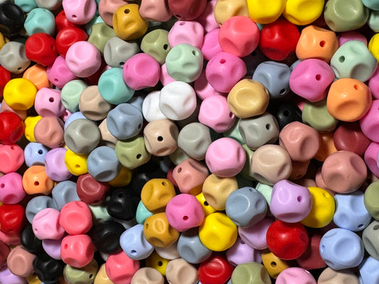 Pinched 15mm Silicone Bead Mix of 10