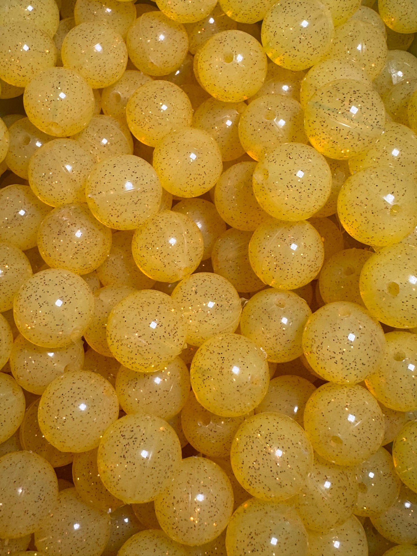 Yellow 15mm Jelly Silicone Glitter Bead