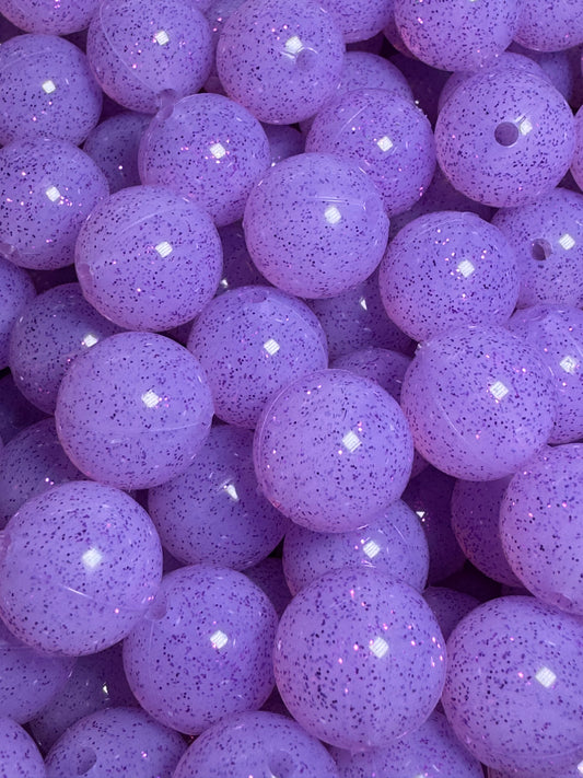 Purple 15mm Jelly Glitter Silicone Bead