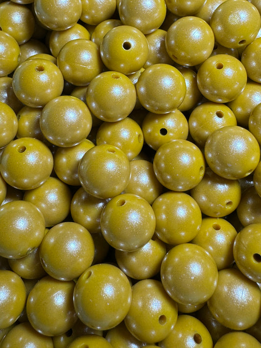 Mustard Yellow 15mm Shimmery Bead