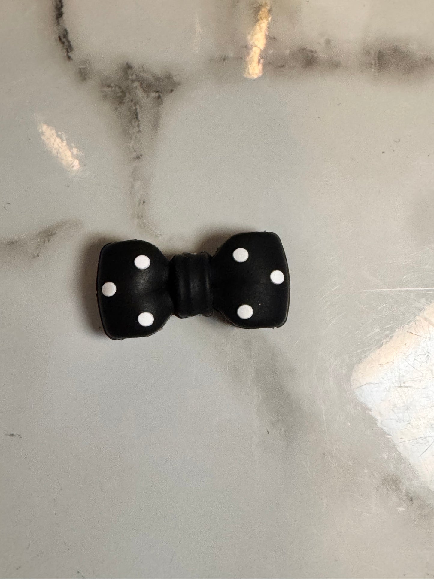 Black PolkaDot Bow Silicone Focal