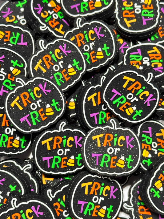 Trick or Treat Black Glitter Silicone Focal