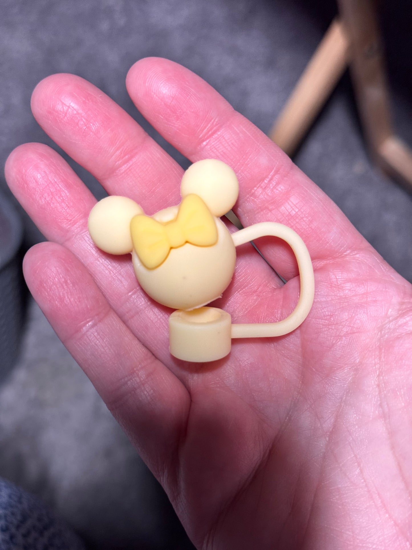 Mouse Head with Bow 3D Straw Topper
