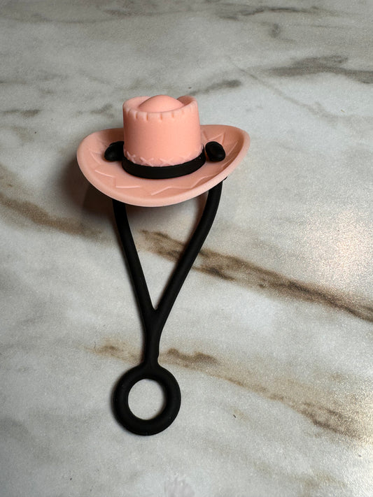 Pink Cowboy Hat Straw Topper