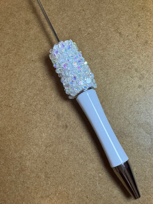 White Beadable Plastic Confetti Wrapped Pens