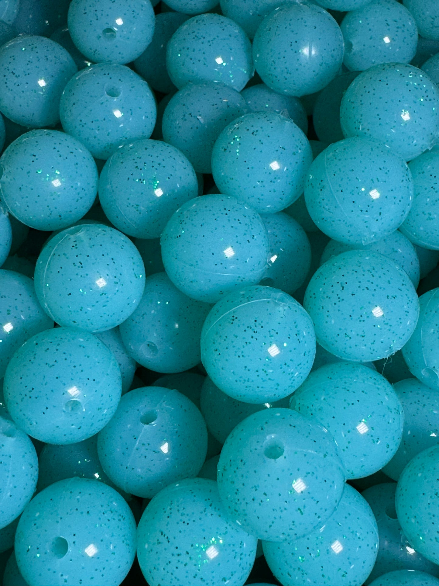 Turquoise 15mm Jelly Glitter Bead