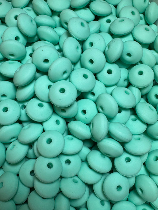 Cadet Blue Custom 12mm Solid Color Lentil Bead