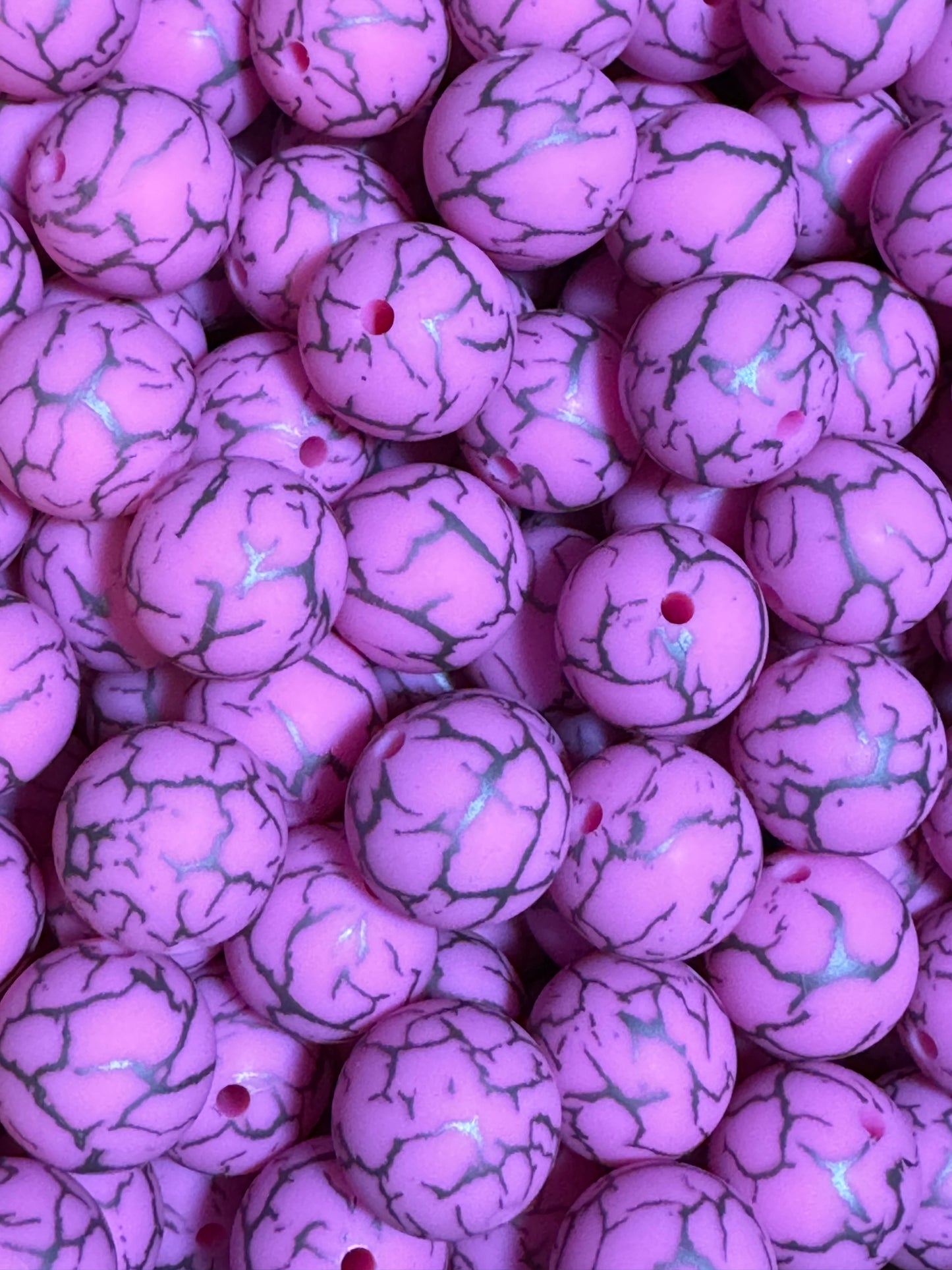 Pink Marble 15mm Printed Silicone Bead