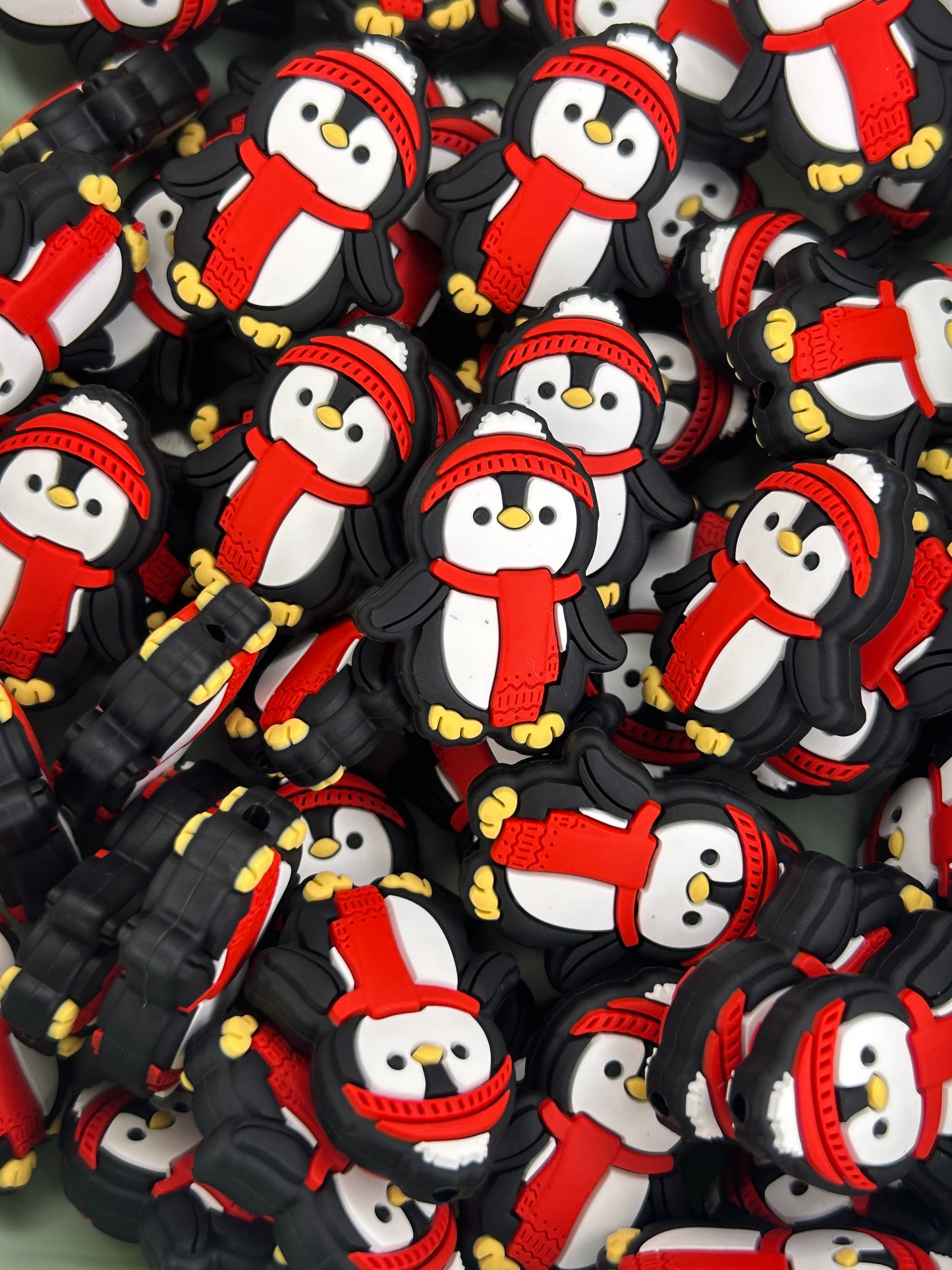 Red Winter Penguin Silicone Focal