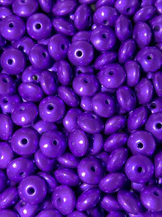 Purple 12mm Metallic Lentil Bead