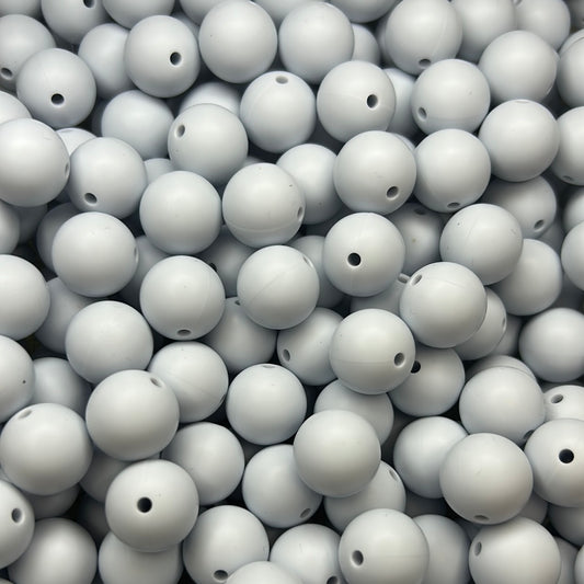 Creamy Blue 15mm Solid Color Silicone Bead