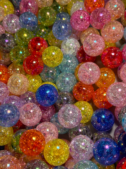 16mm Crackle Acrylic Bead Mix of 10