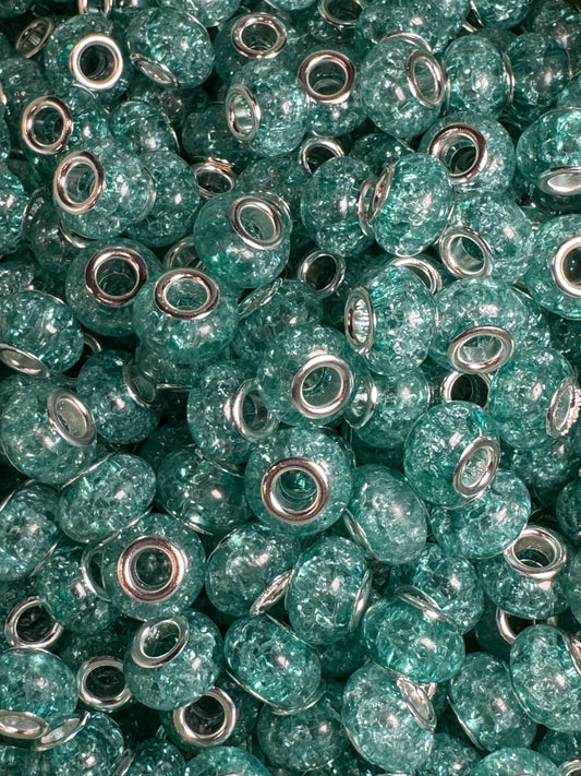 Turquoise Crackle 12mm Acrylic Spacers