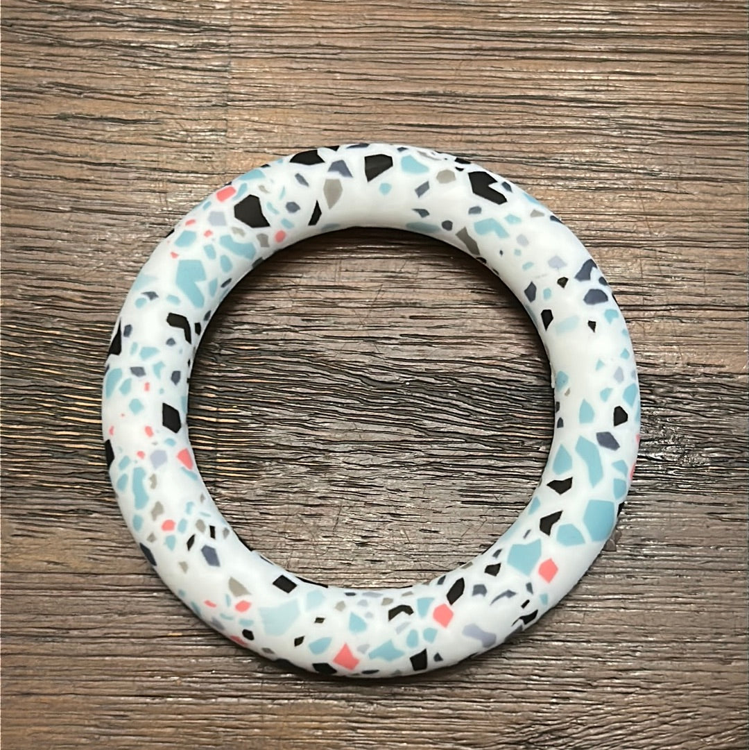 White Terrazzo 65mm Printed Silicone Ring