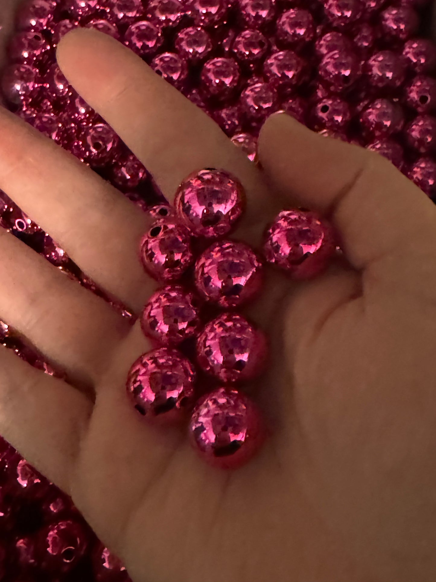 16mm Pink Chrome Acrylic Bead